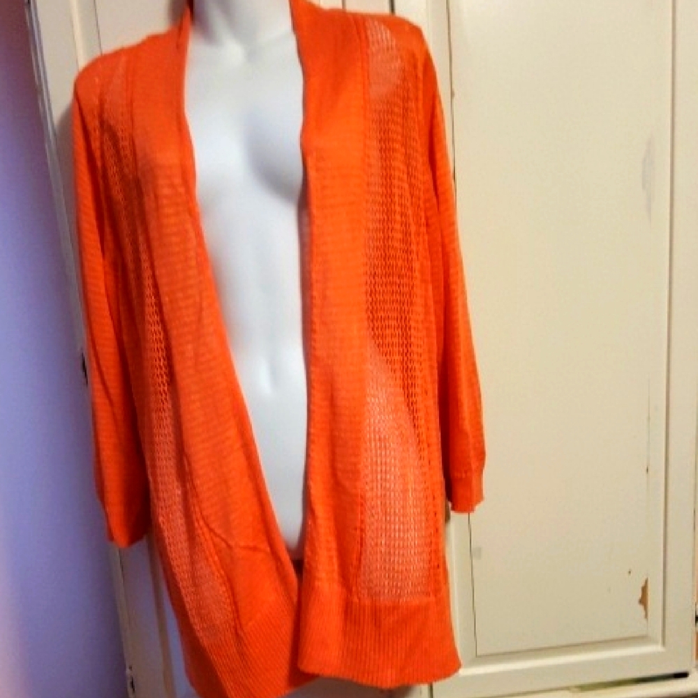 Alfani Orange Cardigan Sweater Open Front